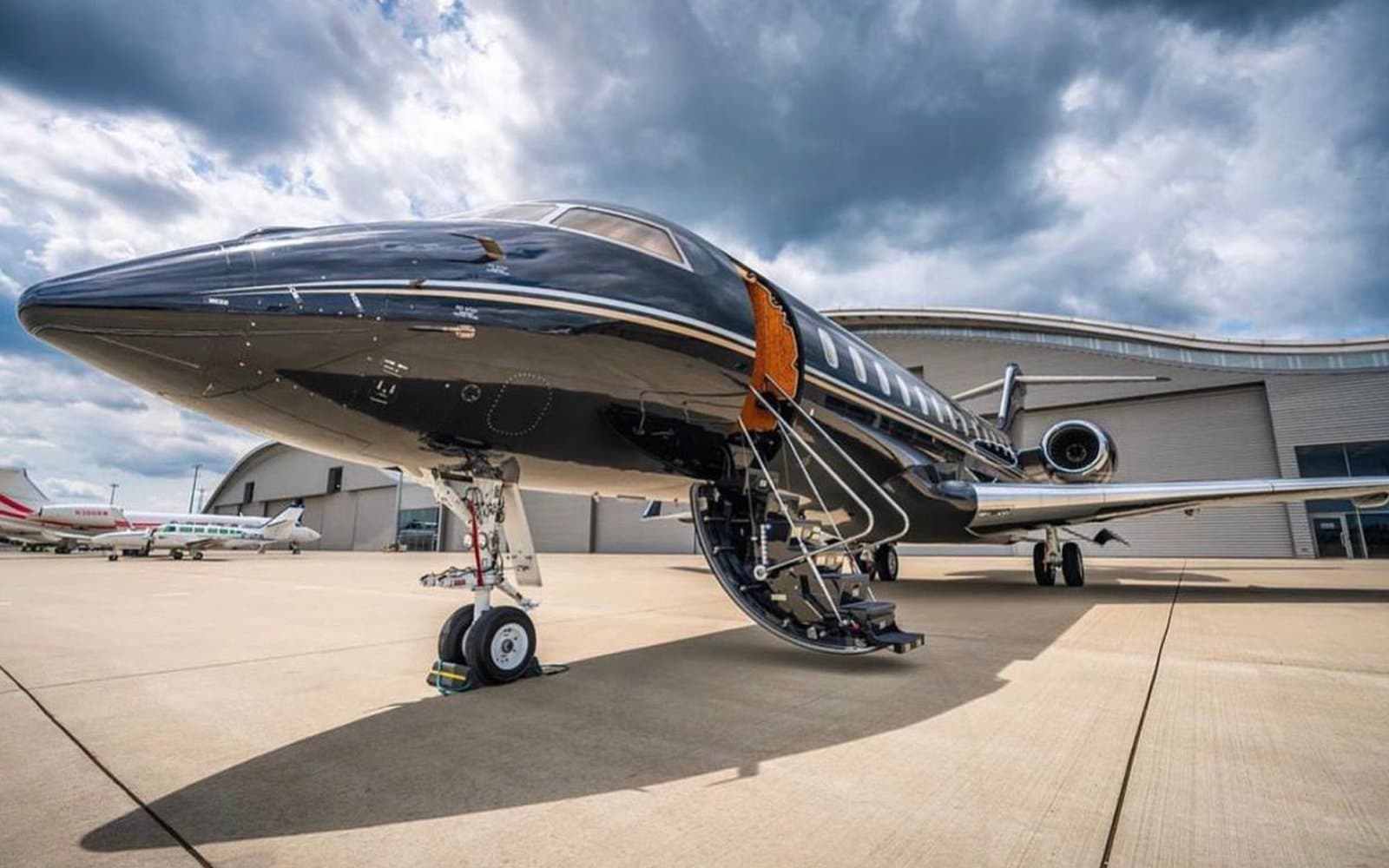 Private jet in flight
